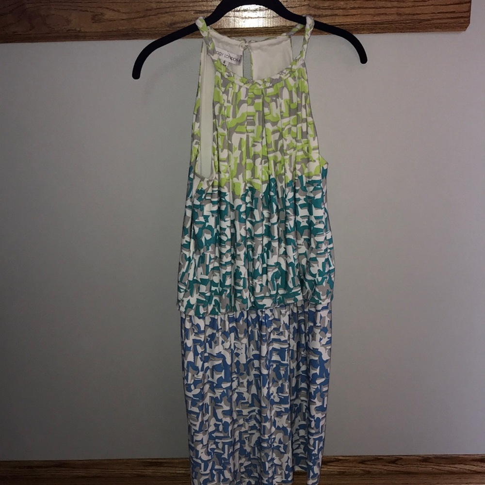 Blue and green dress.